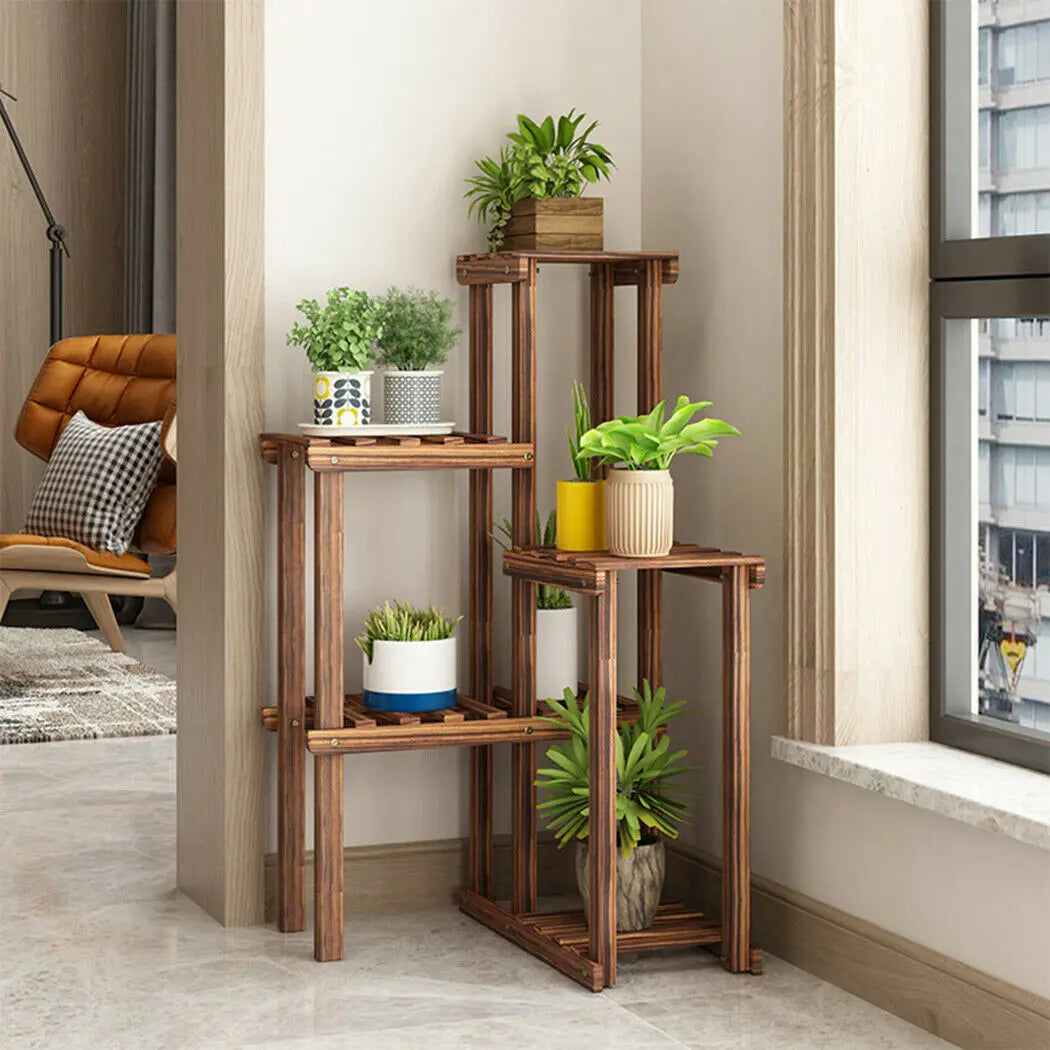 wooden indoor plant stands uk 6 Tier Wooden Plant Stand Shelf Brown / United States
