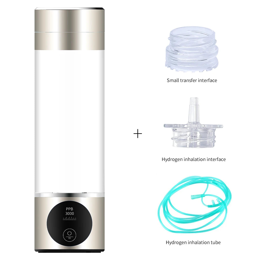 8th Generation Nano Hydrogen Water Bottle – Portable Hydrogen Water Generator with H2 Inhaler (DuPont SPE/PEM, OLED Display)