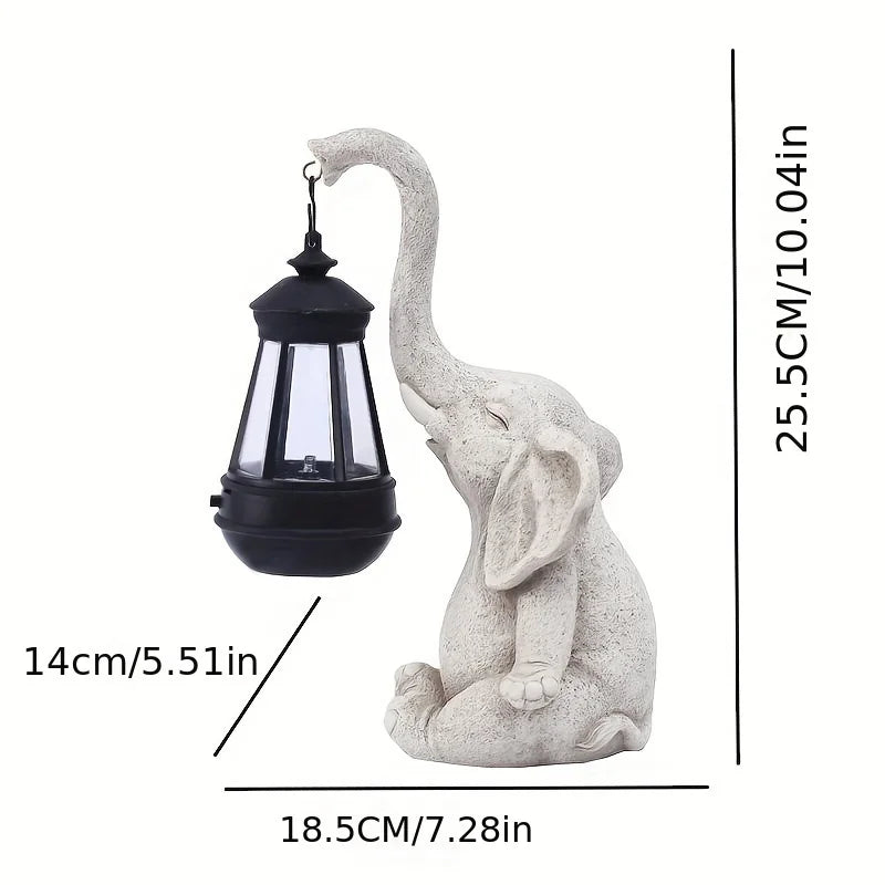 Elephant with Solar Lantern Garden Sculpture Ornament - Homevalley.co.uk