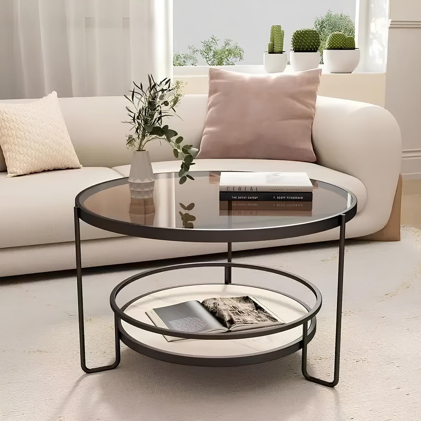 Luxury Tempered Glass Round Coffee Table - Homevalley.co.uk