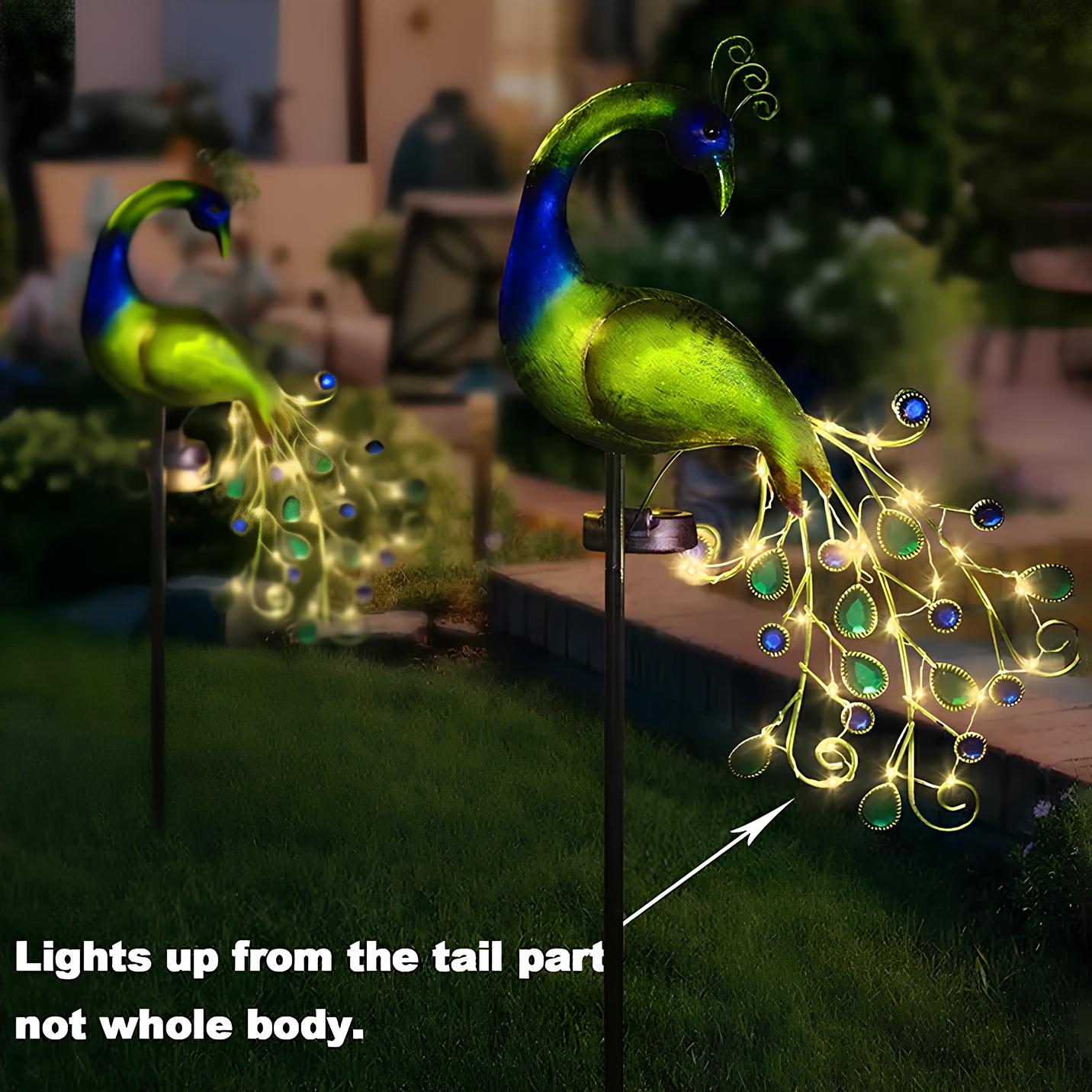 Peacock LED Solar Powered Light Waterproof Fairy Garden - Lawn Lights - Homevalley.co.uk