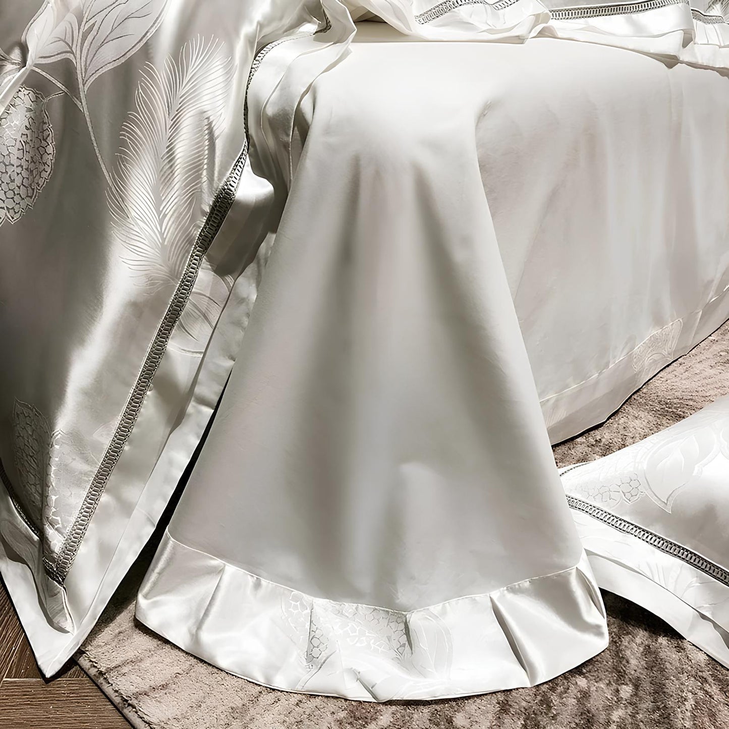 Premium Ivory Jacquard Duvet Set - Homevalley.co.uk