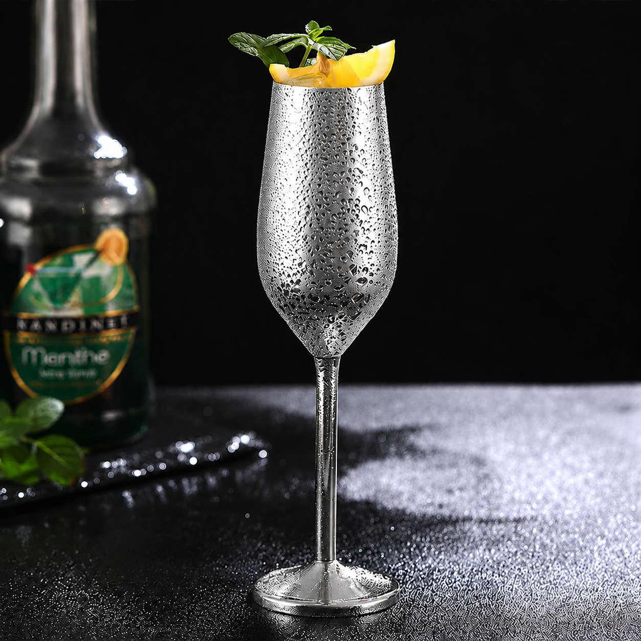 6PCS Stainless Steel Champagne Flutes – 200ml Unbreakable Wine Glass Set