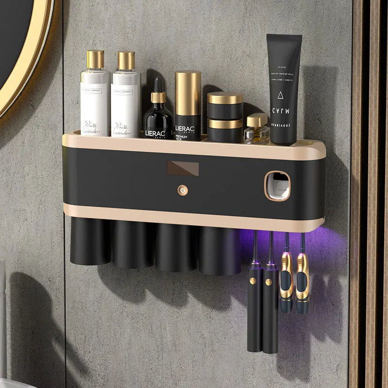 UV Sterilization Toothbrush Holder Magnetic Tooth Cup Bathroom Toothpaste Squeezer Smart Light Energy USB Charging - Homevalley.co.uk