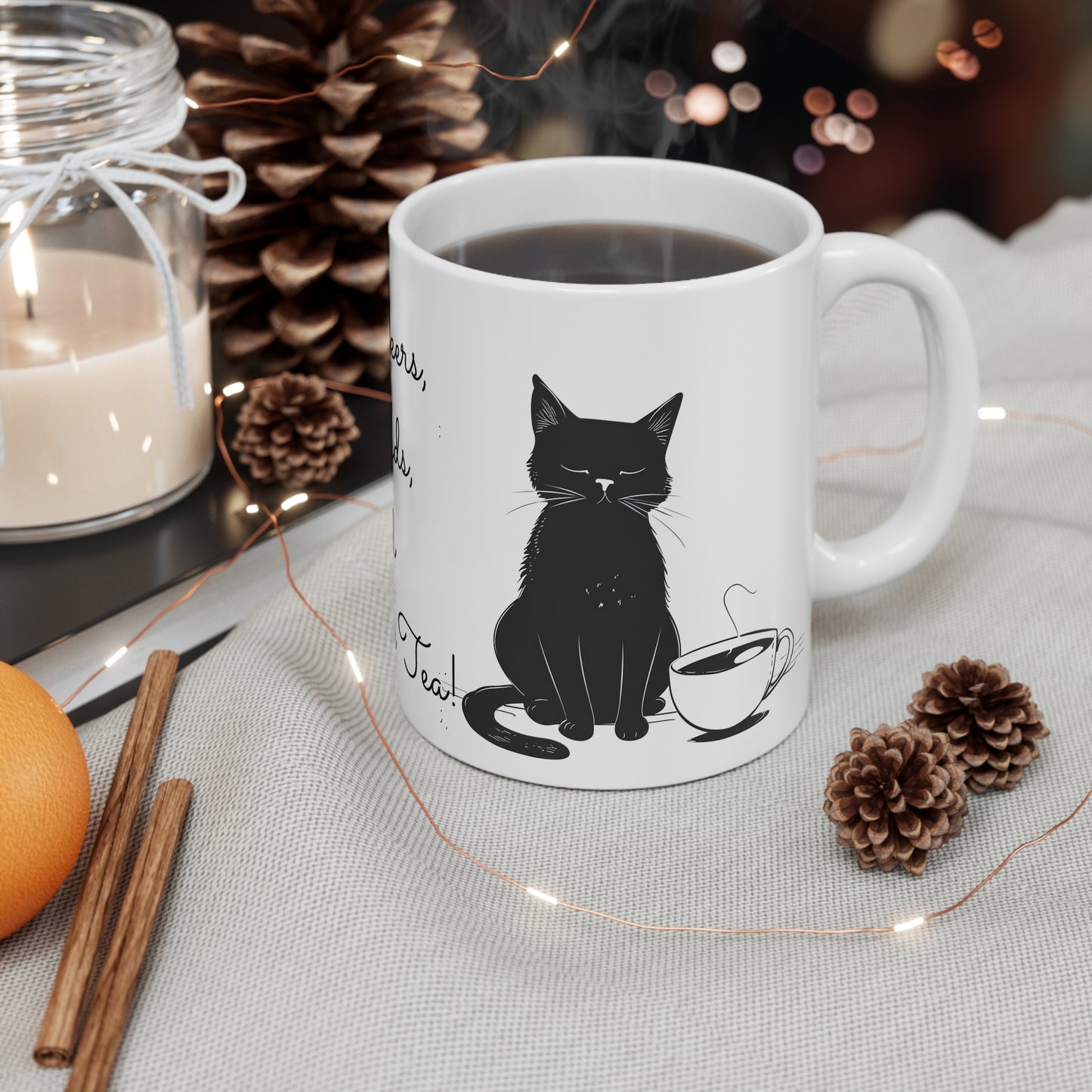 Whiskers, Words and Warm Tea Cat Lovers Coffee Mug, Cute Cats Coffee Cup, Cats and Kitties Tea Cup, Gift for Her, Gift Idea, 11oz - Homevalley.co.uk