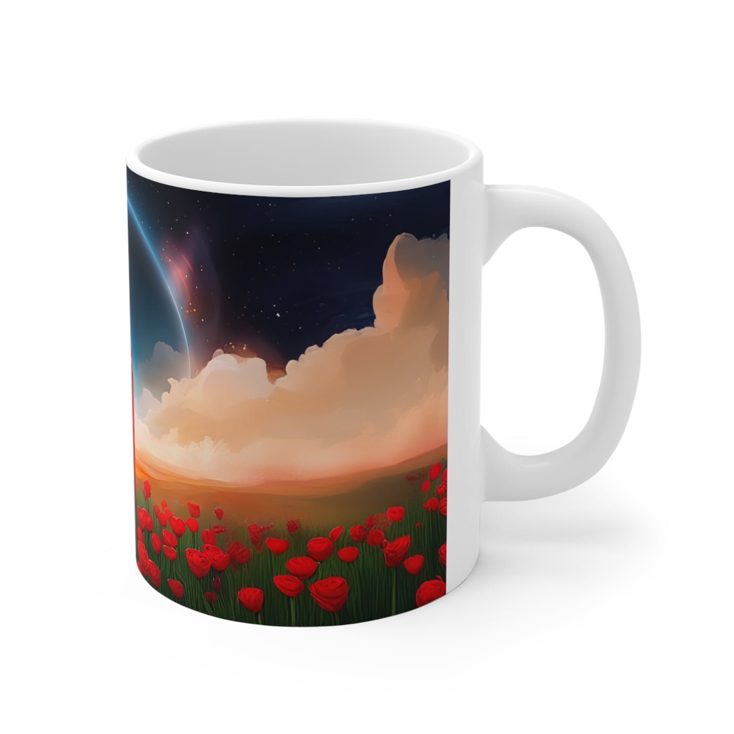 CALL HOME  Telephone Box on The Moon Coffee Mug Tea Mug, 11oz