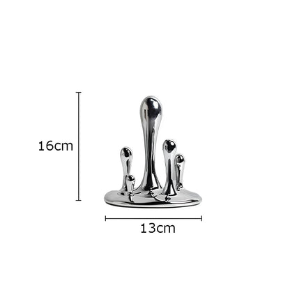 Silver Water Droplets Abstract Sculpture Figurine