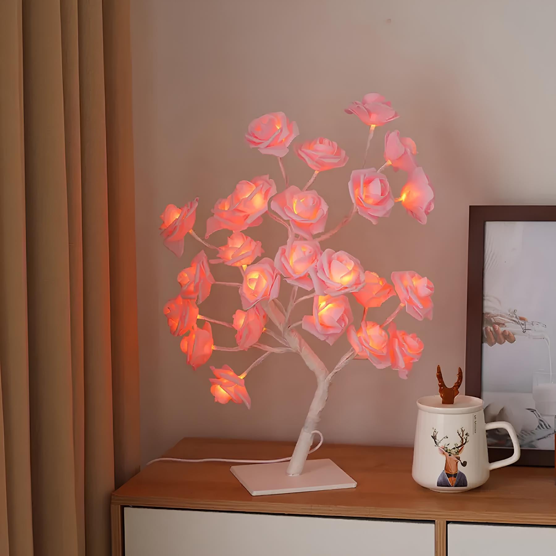 24 LED Rose Tree Lamp Flower Light Night, USB Powered - Homevalley.co.uk