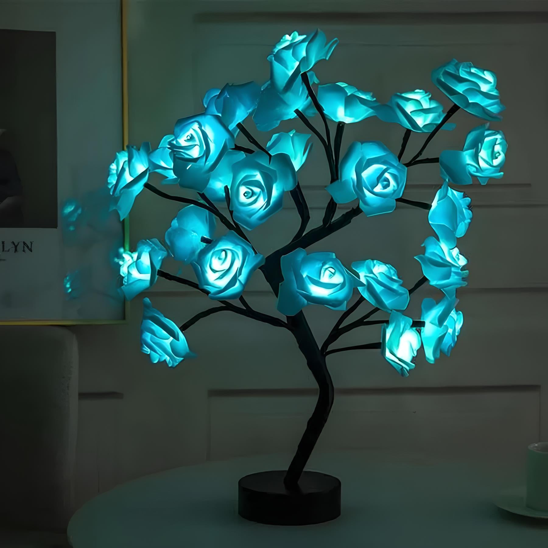 24 LED Rose Tree Lamp Flower Light Night, USB Powered - Homevalley.co.uk