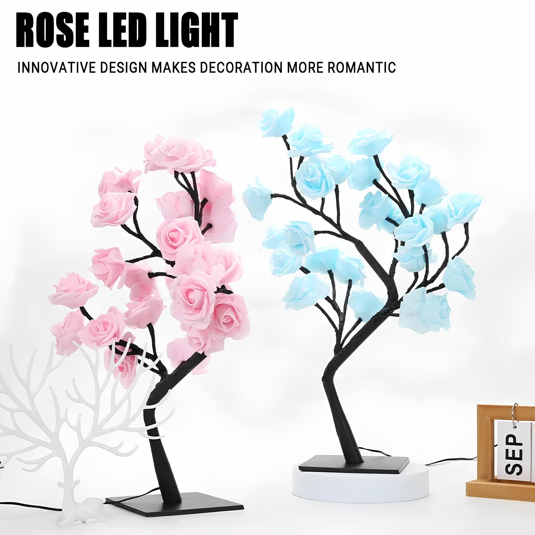 24 LED Rose Tree Lamp Flower Light Night, USB Powered - Homevalley.co.uk