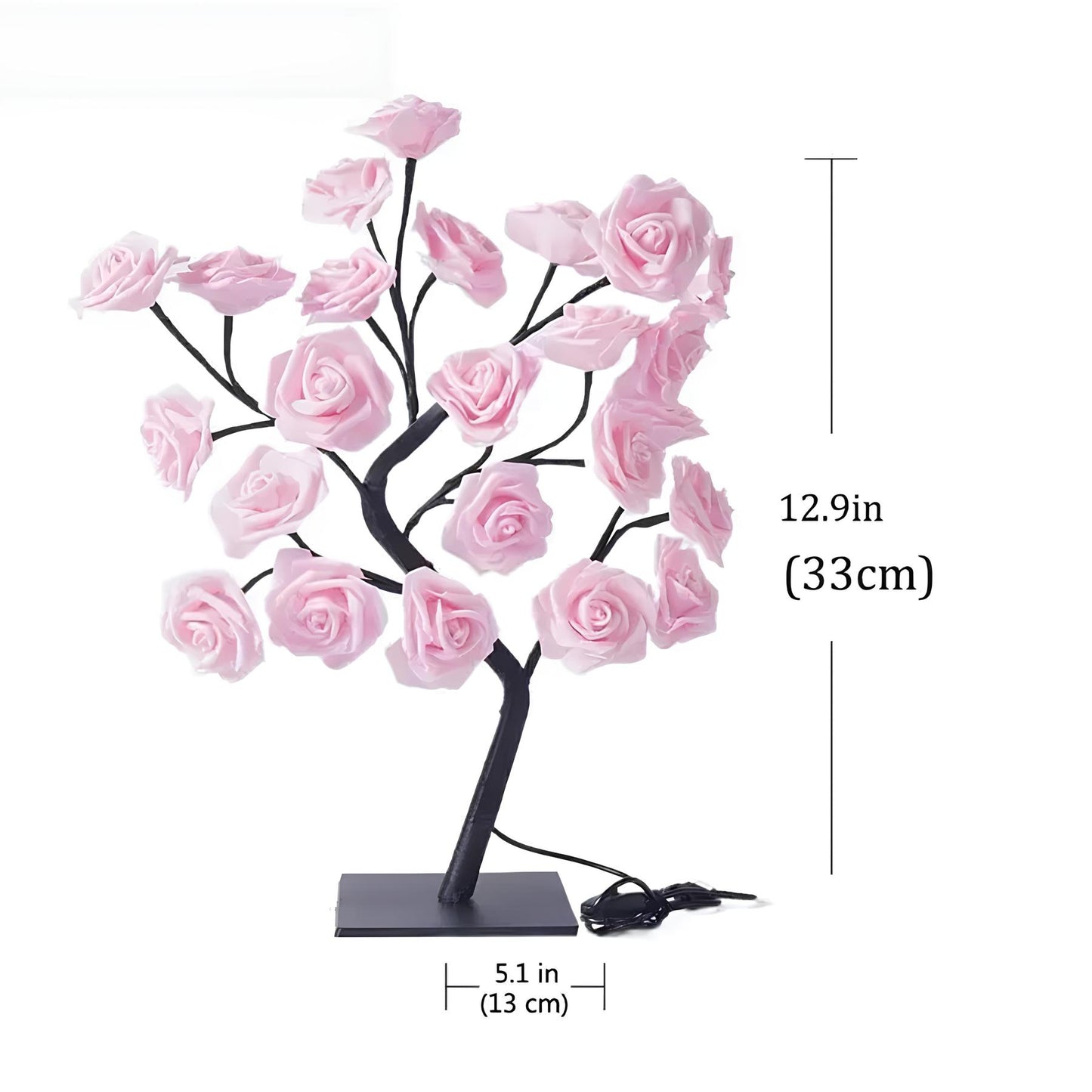 24 LED Rose Tree Lamp Flower Light Night, USB Powered - Homevalley.co.uk