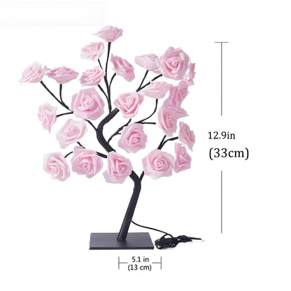 24 LED Rose Tree Lamp Flower Light Night, USB Powered - Homevalley.co.uk