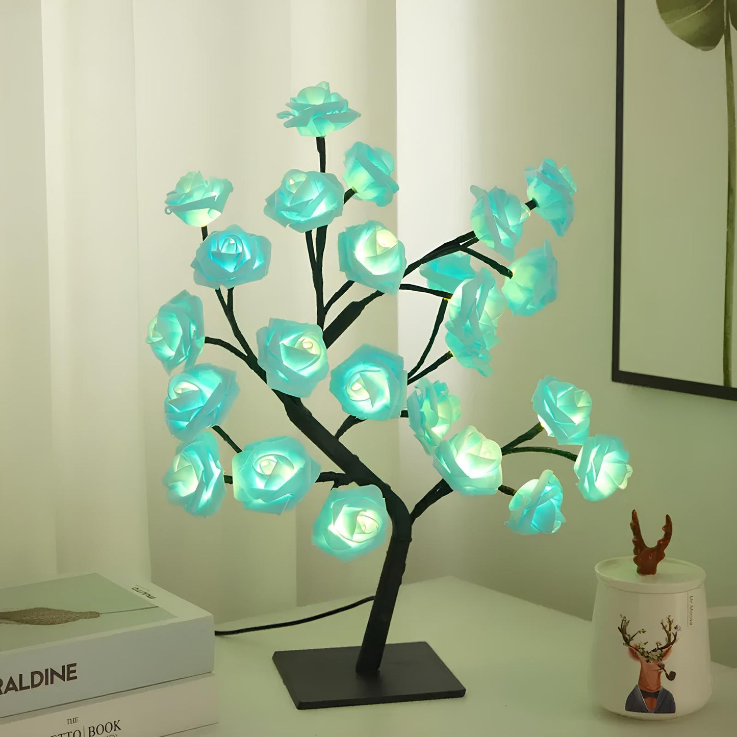 24 LED Rose Tree Lamp Flower Light Night, USB Powered - Homevalley.co.uk