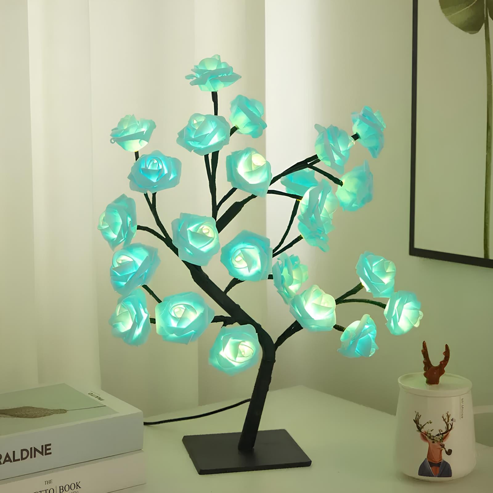 24 LED Rose Tree Lamp Flower Light Night, USB Powered - Homevalley.co.uk