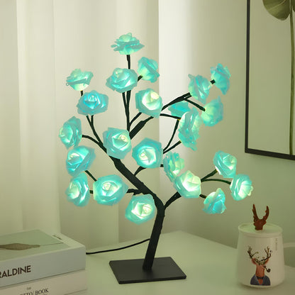 24 LED Rose Tree Lamp Flower Light Night, USB Powered - Homevalley.co.uk
