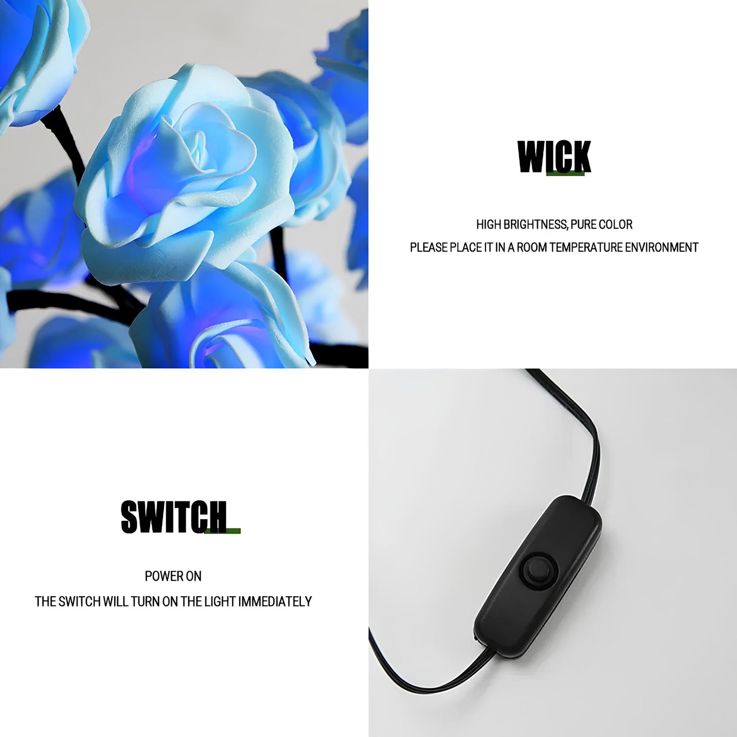 24 LED Rose Tree Lamp Flower Light Night, USB Powered - Homevalley.co.uk