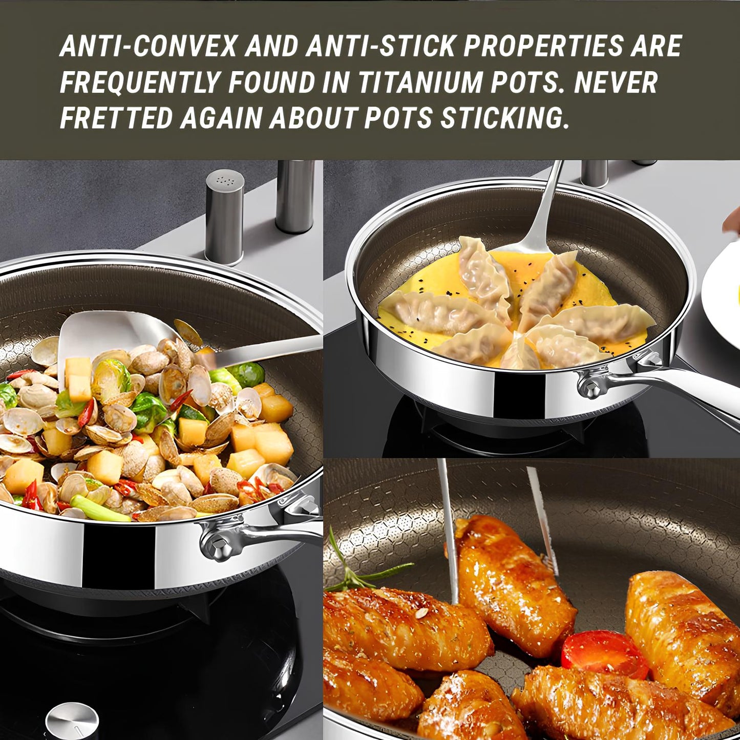 Titanium 316 Stainless Steel Non Stick Frying Pan