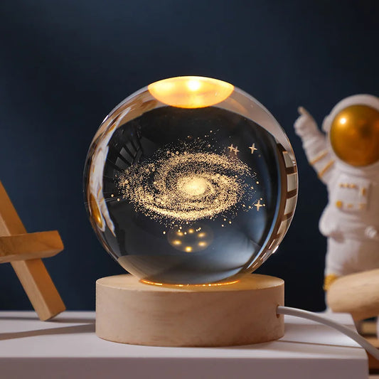3D Laser Engraved Crystal Ball Glass LED Warm Night Light - Homevalley.co.uk