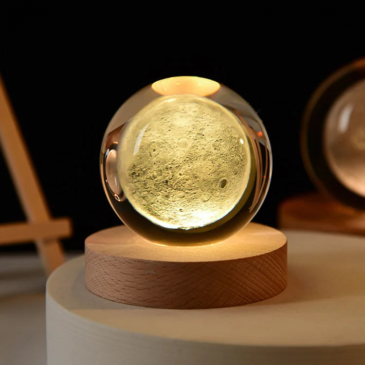 3D Laser Engraved Crystal Ball Glass LED Warm Night Light - Homevalley.co.uk