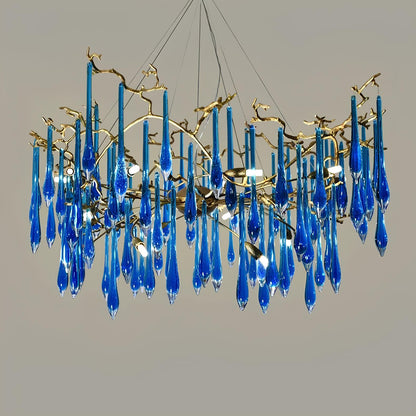 Copper Luxury Blue Crystal Chandelier