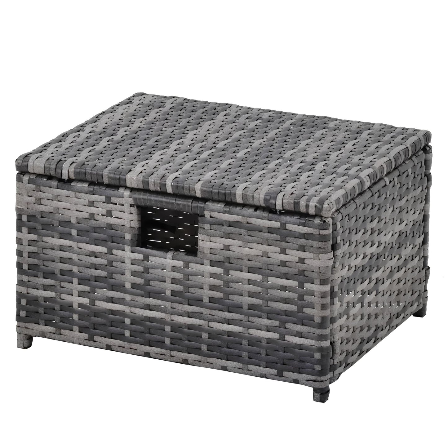 6 Pieces 6 Seater Rattan Patio Sofa Furniture Set with Tempered Glass Coffee Table & Footstools - Homevalley.co.uk