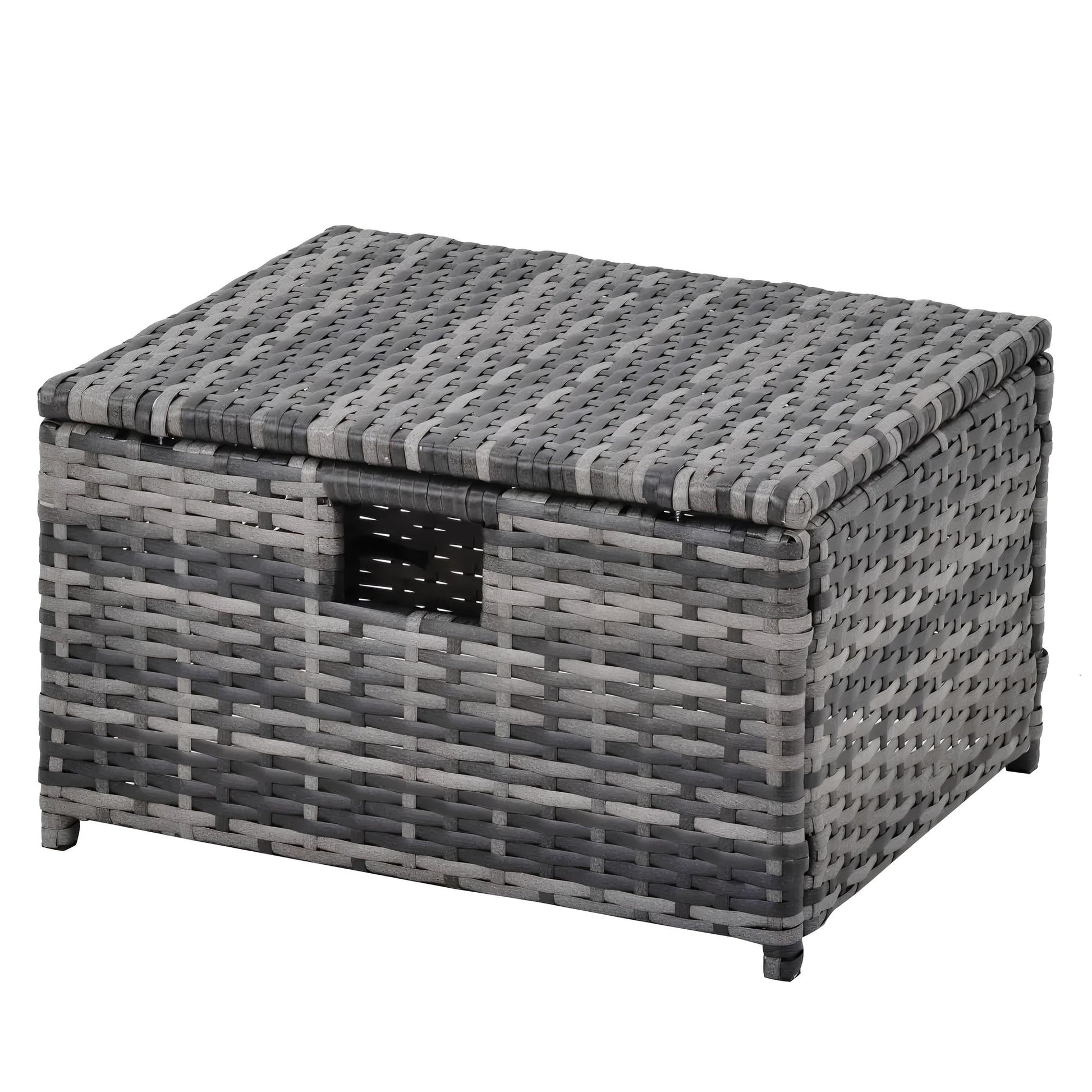 6 Pieces 6 Seater Rattan Patio Sofa Furniture Set with Tempered Glass Coffee Table & Footstools - Homevalley.co.uk