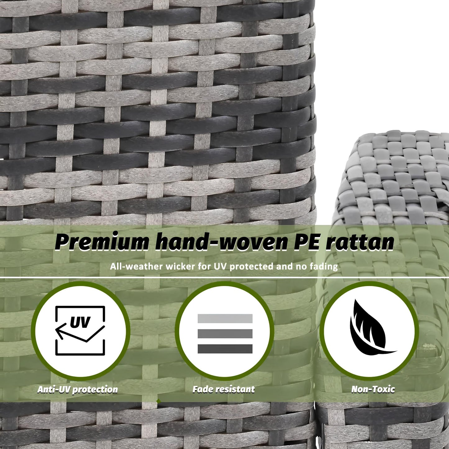 6 Pieces 6 Seater Rattan Patio Sofa Furniture Set with Tempered Glass Coffee Table & Footstools - Homevalley.co.uk