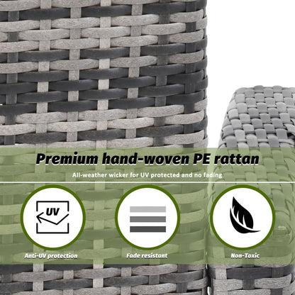 6 Pieces 6 Seater Rattan Patio Sofa Furniture Set with Tempered Glass Coffee Table & Footstools - Homevalley.co.uk