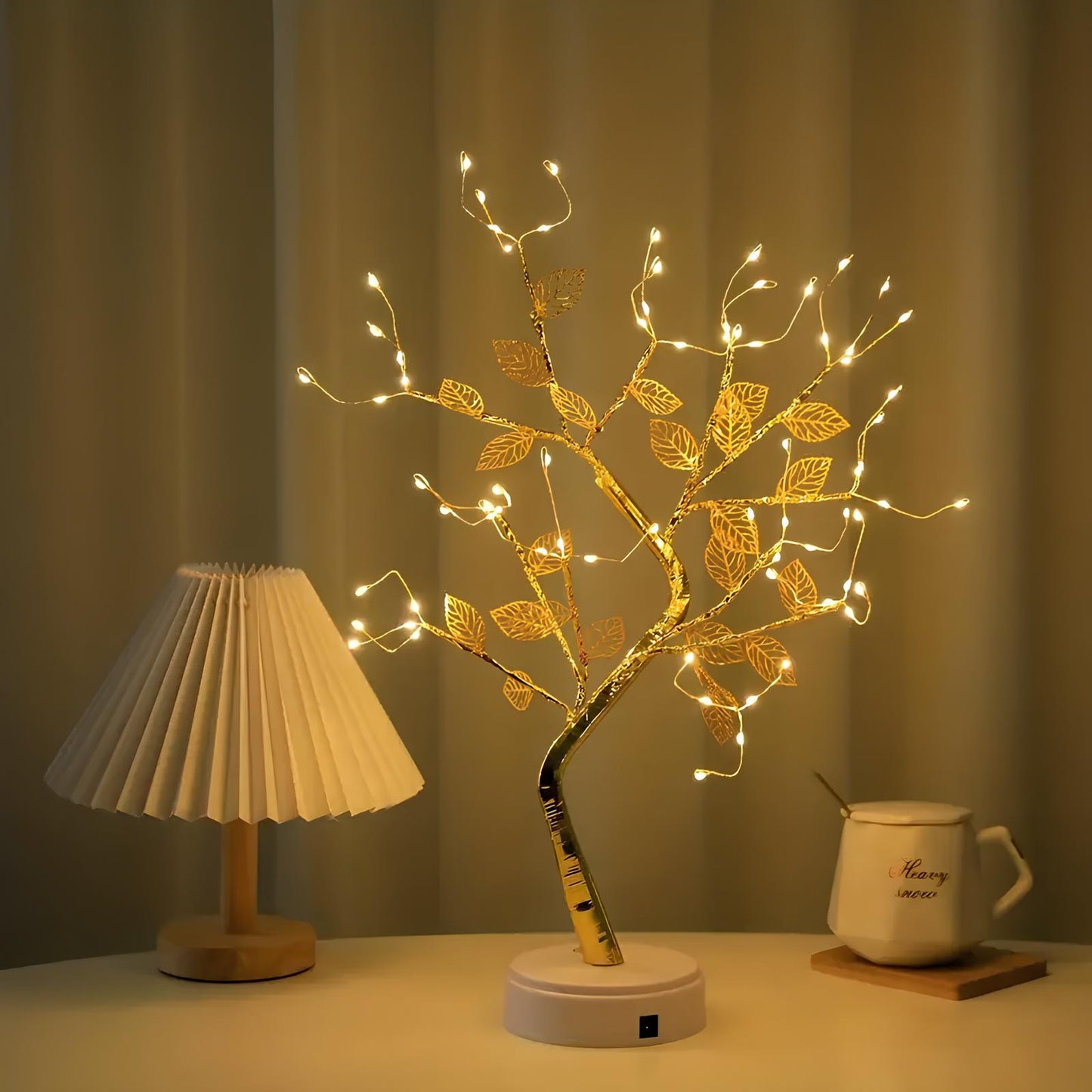 Gold Leaf Led Touch Night Light Light Table Tree Lamp