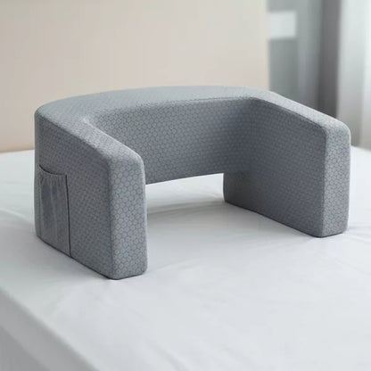 Memory Foam Backrest Pillow with Arm Support & Storage Pockets – Reading, Gaming & Bed Support Cushion