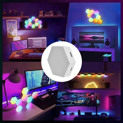Hexagon DIY LED Light Bluetooth RGB Honeycomb Wall Lamp With Remote Control for Computer Game Room Decor Christmas Party