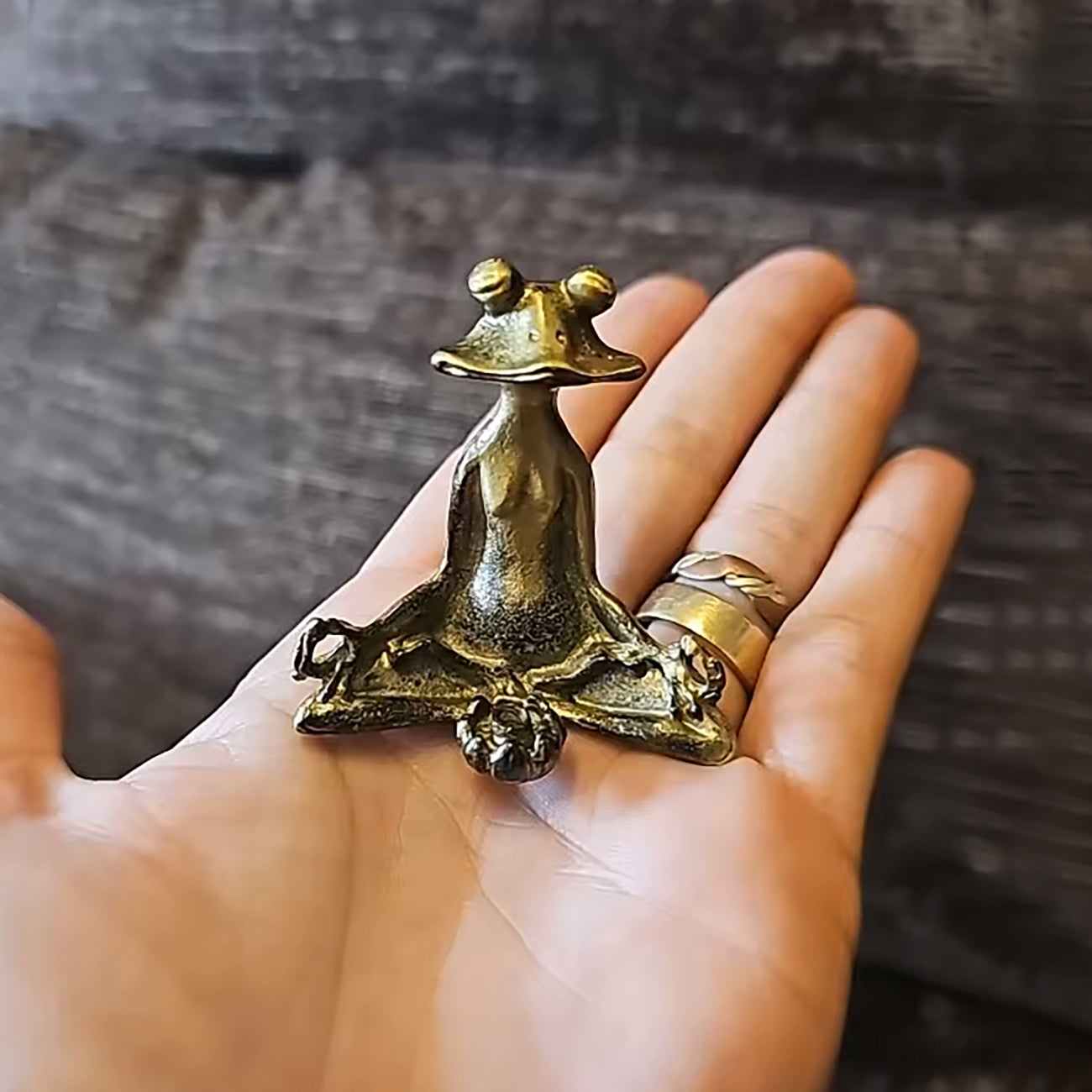 Vintage Messing meditierender Frosch Figur