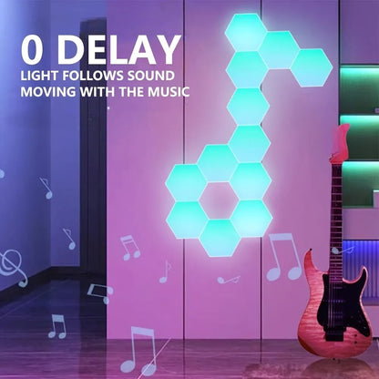 Hexagon DIY LED Light Bluetooth RGB Honeycomb Wall Lamp With Remote Control for Computer Game Room Decor Christmas Party