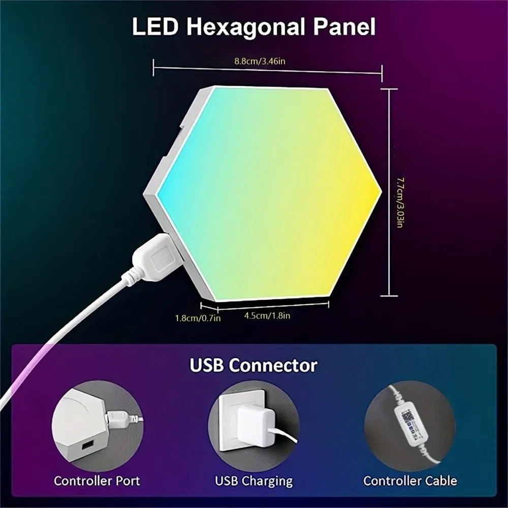 Hexagon DIY LED Light Bluetooth RGB Honeycomb Wall Lamp With Remote Control for Computer Game Room Decor Christmas Party