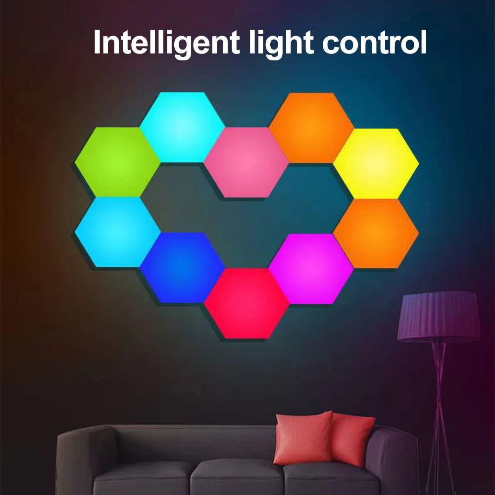 Hexagon DIY LED Light Bluetooth RGB Honeycomb Wall Lamp With Remote Control for Computer Game Room Decor Christmas Party