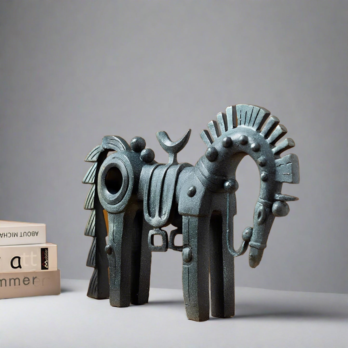 Abstract Trojan Horse Bronze Figurine