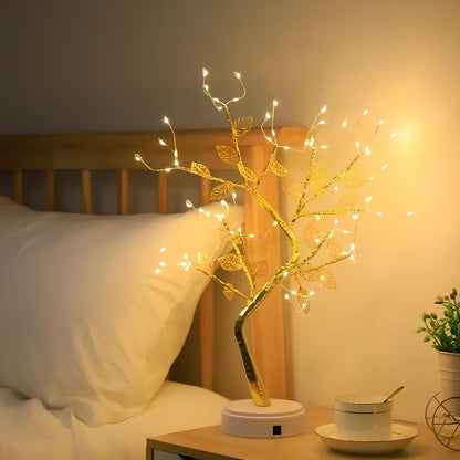 Gold Leaf Led Touch Night Light Light Table Tree Lamp