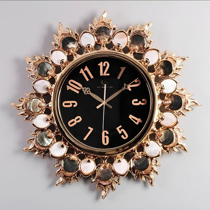 Luxury Handmade Abalone and Mother of Pearl Inlaid Round Wall Clock - Homevalley.co.uk