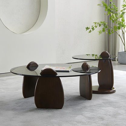 Minimalist Style Black Tempered Glass Round Coffee Table - Homevalley.co.uk