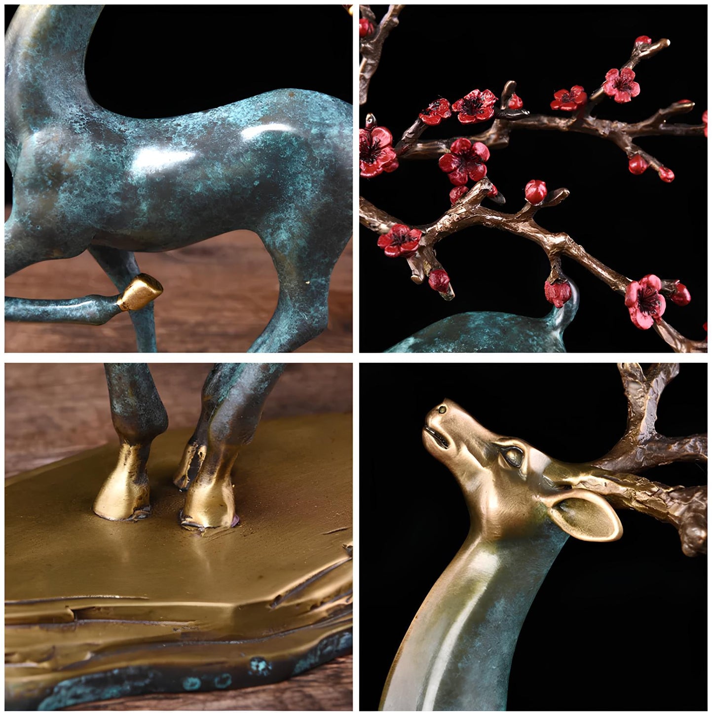 Copper Deer Statue Sculpture Figurine