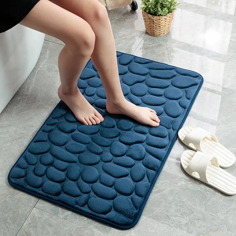 Cobblestone Embossed Non-Slip Memory Foam Bath Mat – Soft, Absorbent, and Stylish for Your Bathroom