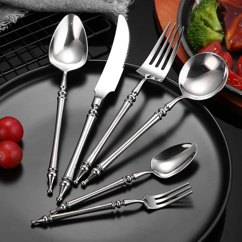 Lotus Luxe Stainless Steel Cutlery Set – High Mirror Polish Flatware Collection