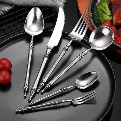 Lotus Luxe Stainless Steel Cutlery Set – High Mirror Polish Flatware Collection