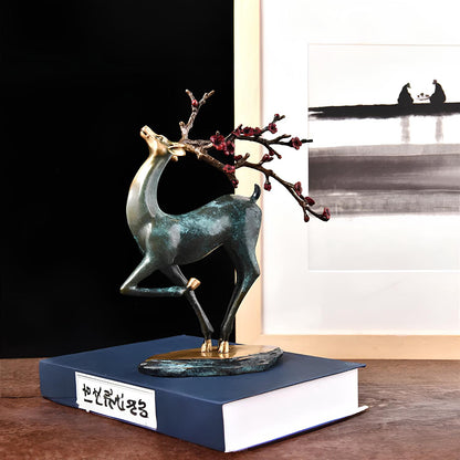 Copper Deer Statue Sculpture Figurine