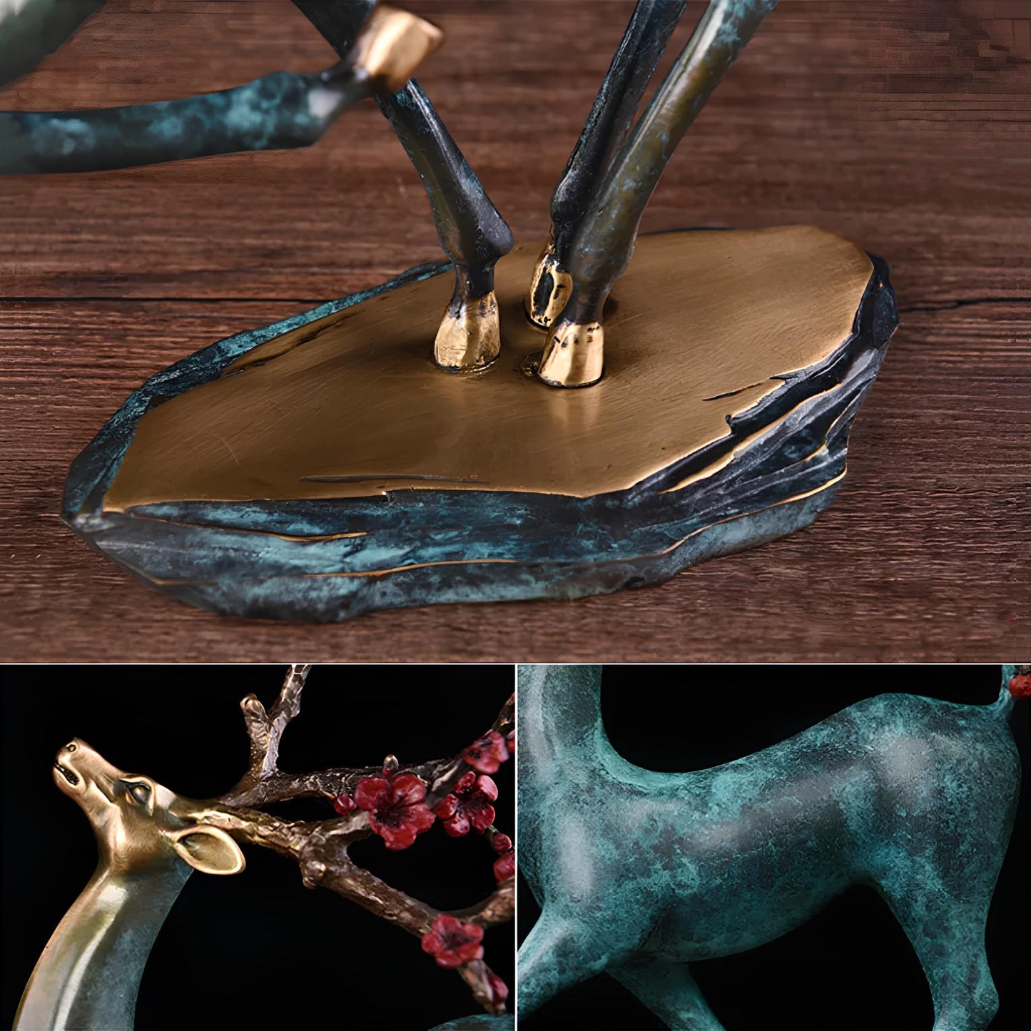 Copper Deer Statue Sculpture Figurine