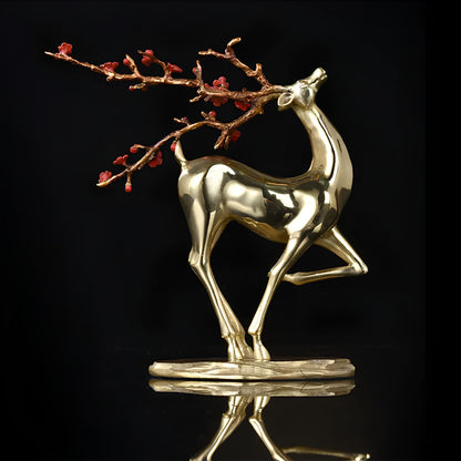 Copper Deer Statue Sculpture Figurine