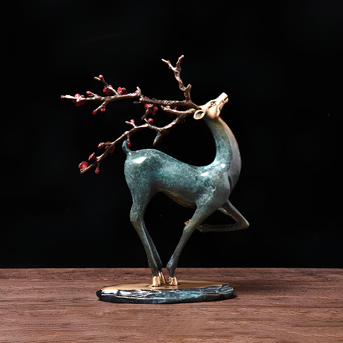 Copper Deer Statue Sculpture Figurine