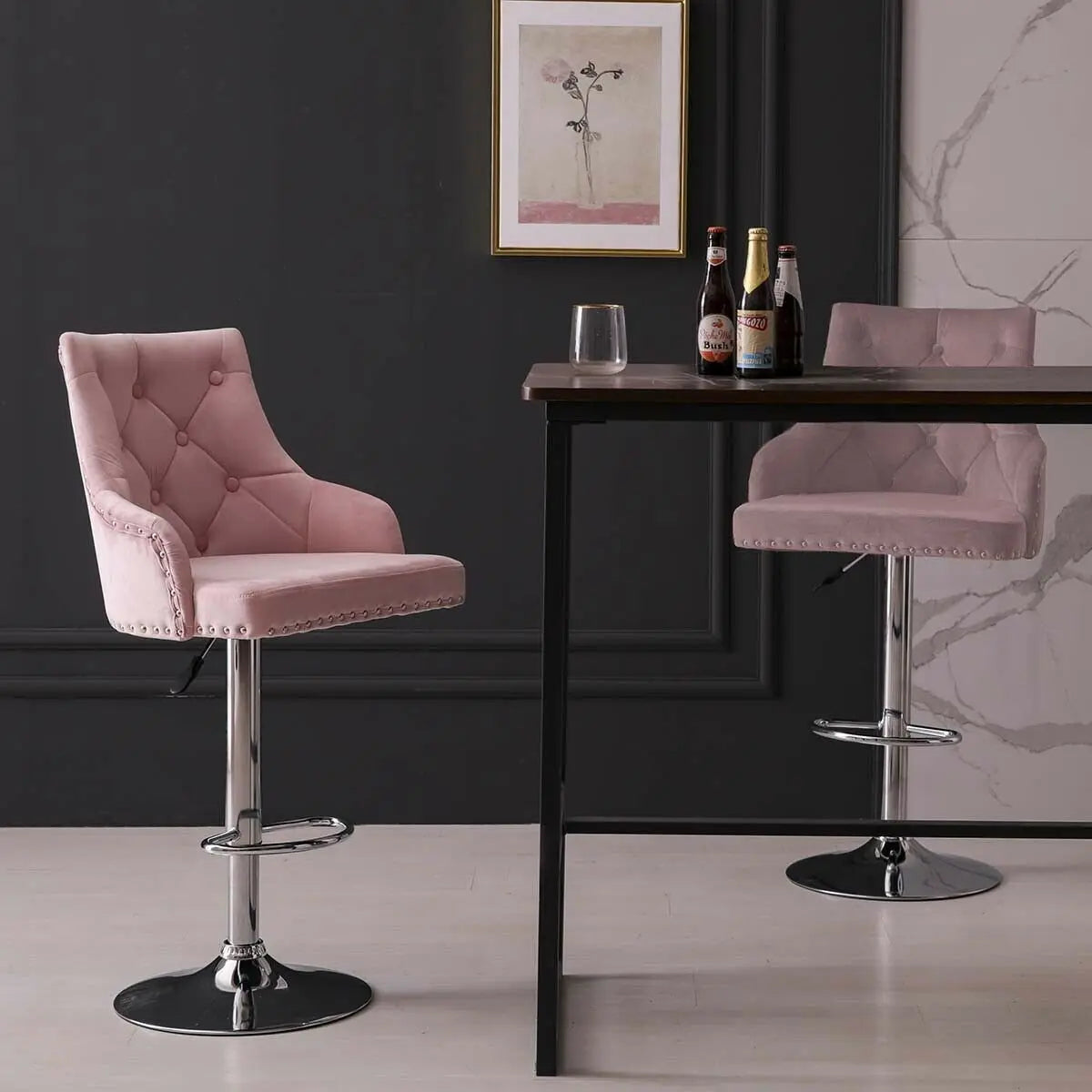 Adjustable Swivel Bar Stool Chair - Homevalley.co.uk