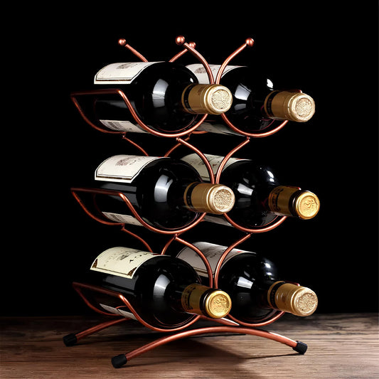 Freestanding Metal Wine Rack, 6 bottles