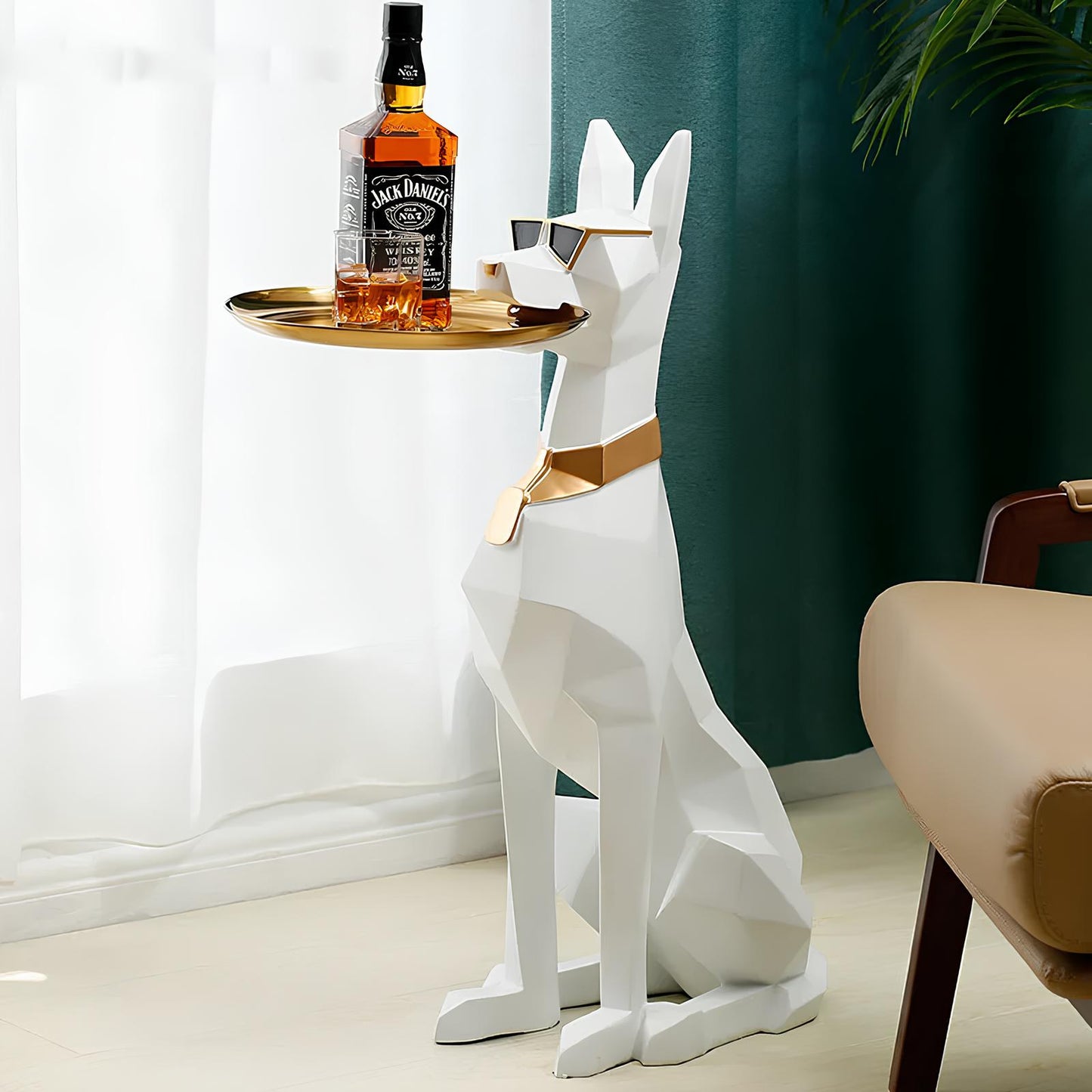 Wohndekoration Skulptur Figurine Großer Hund Kaffee Beistelltisch